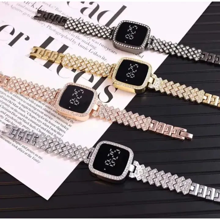 Chic Women's Digital Display Watch with Elegant Bracelet Strap - 1 Pc