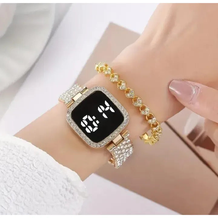 Chic Women's Digital Display Watch with Elegant Bracelet Strap - 1 Pc