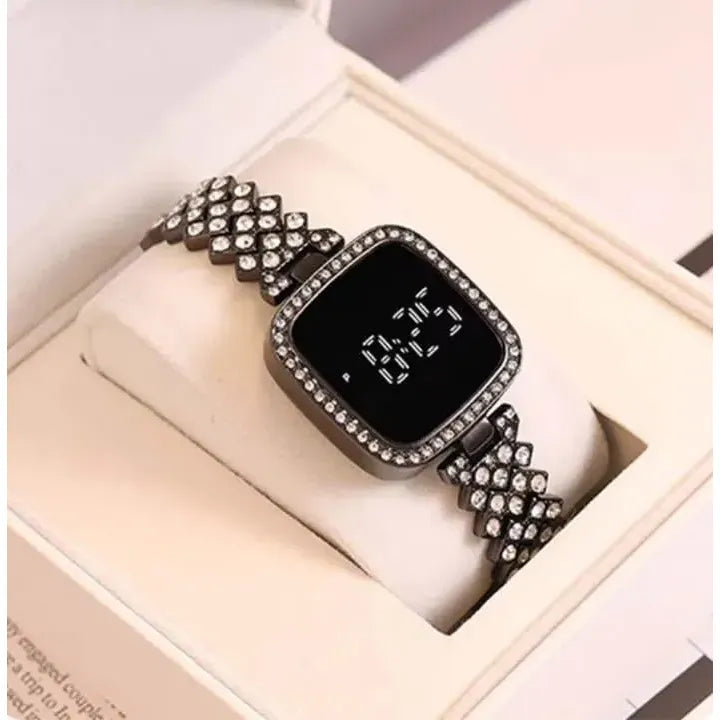 Chic Women's Digital Display Watch with Elegant Bracelet Strap - 1 Pc